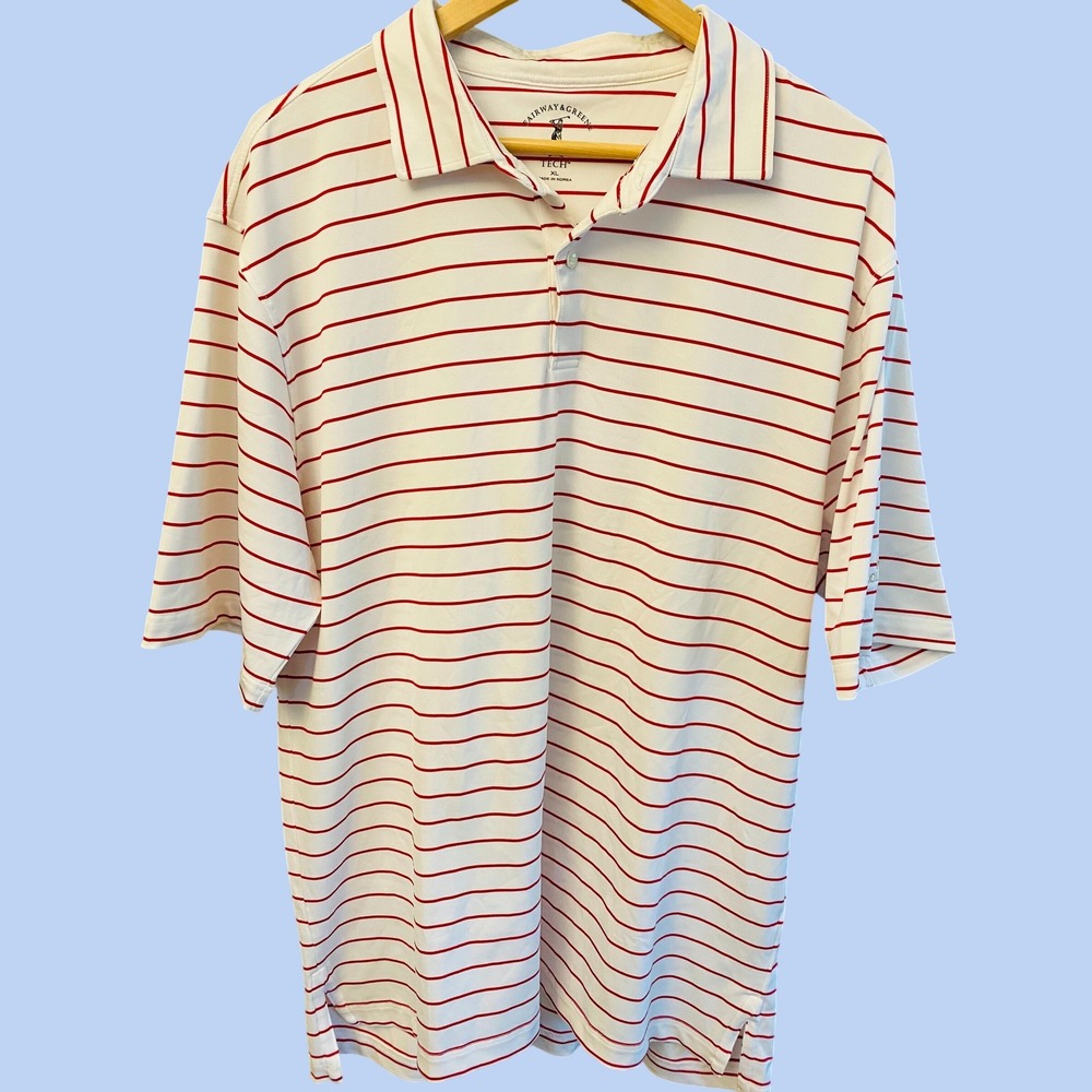 Fairway & Greene Rolex Logo Striped Men's XL Tech Polo Golf Shirt